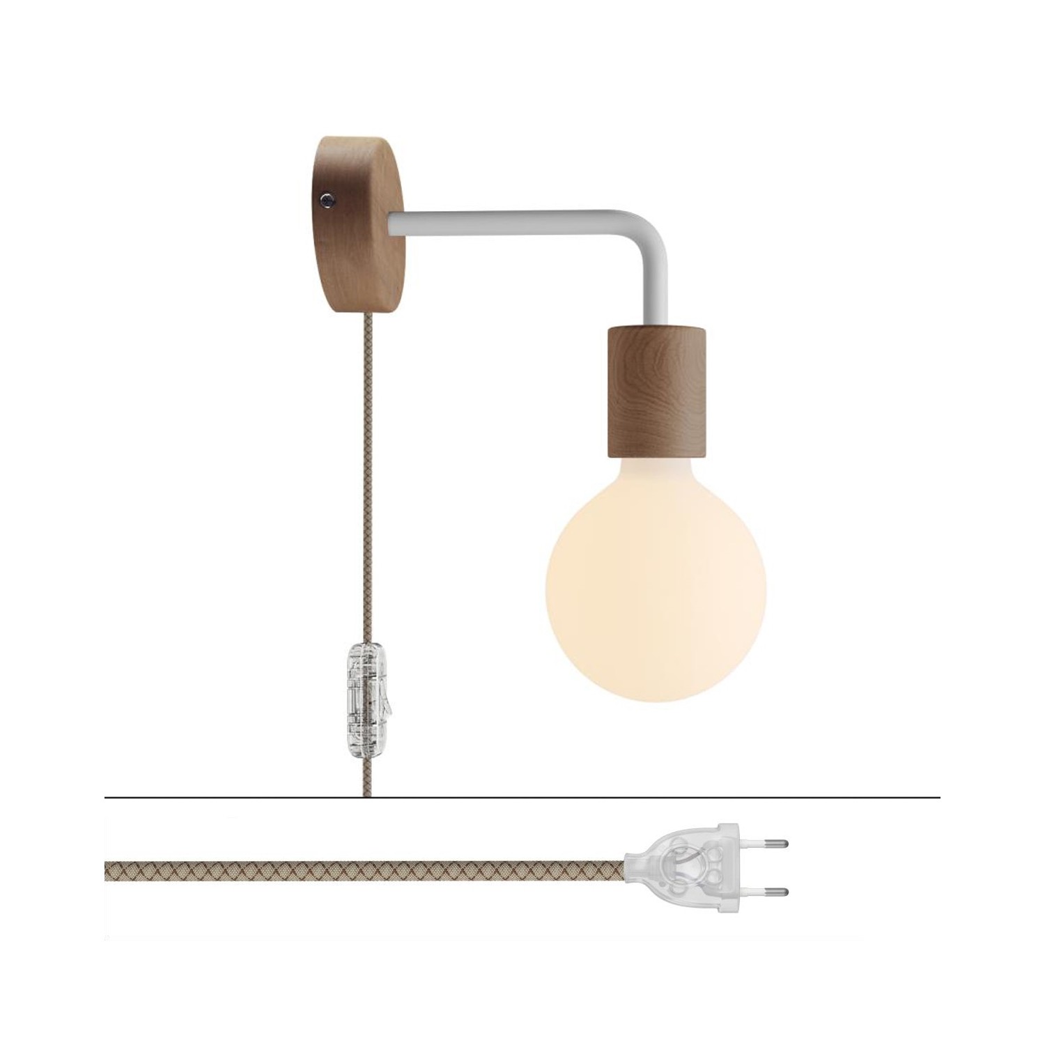 Lampe Spostaluce en bois avec extension courbée
