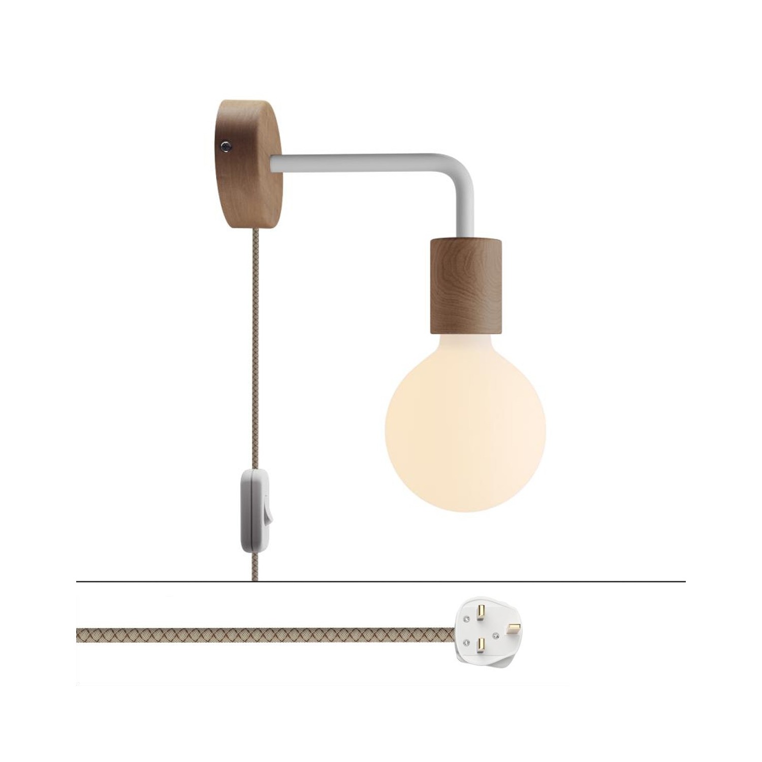 Lampe Spostaluce en bois avec extension courbée