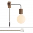 Lampada Spostaluce in legno con estensione curva