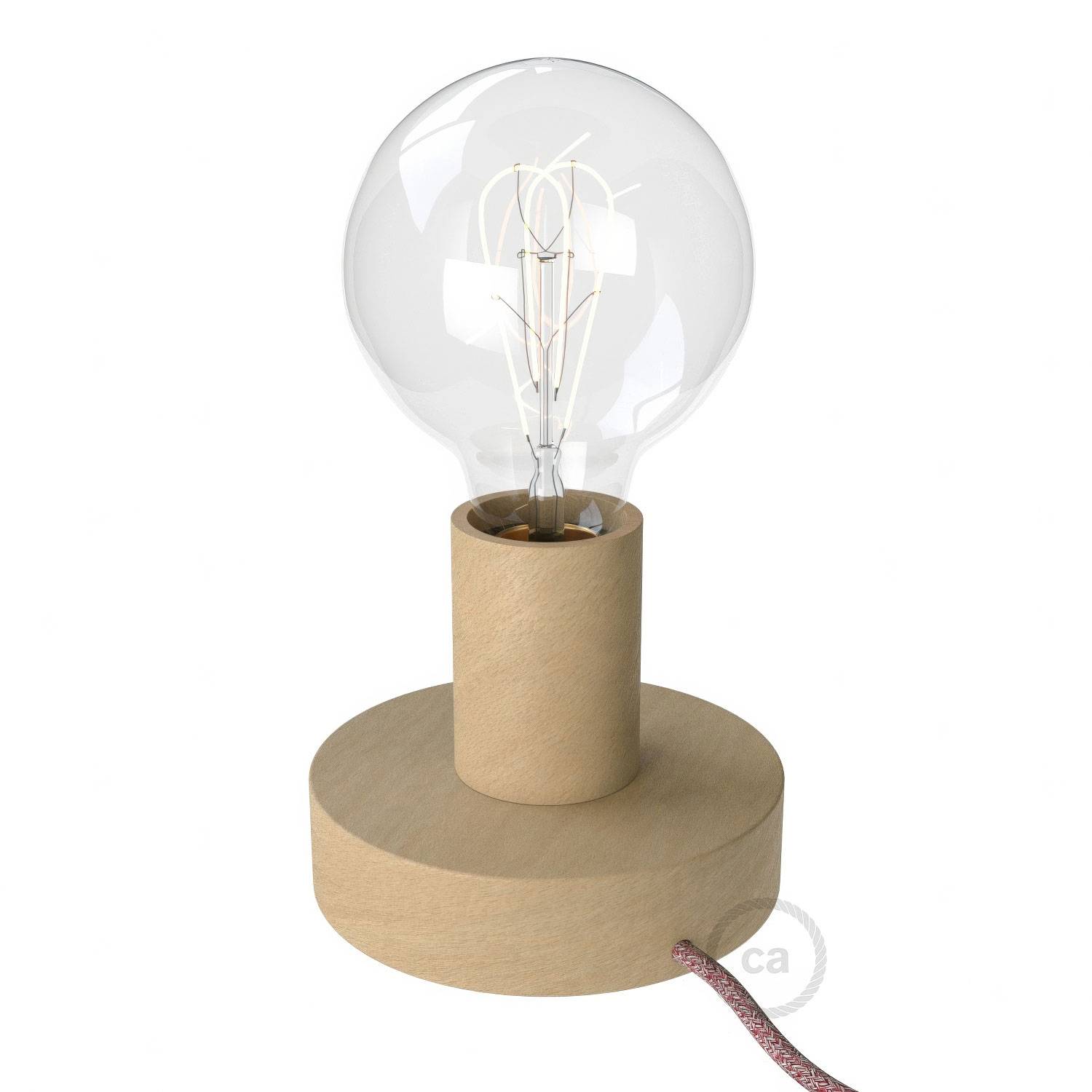 Posaluce - Holz-Tischleuchte Small mit 2-poligem Stecker