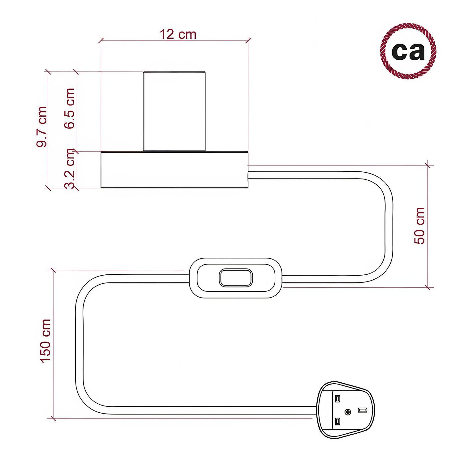 Posaluce - Holz-Tischleuchte Small mit 2-poligem Stecker