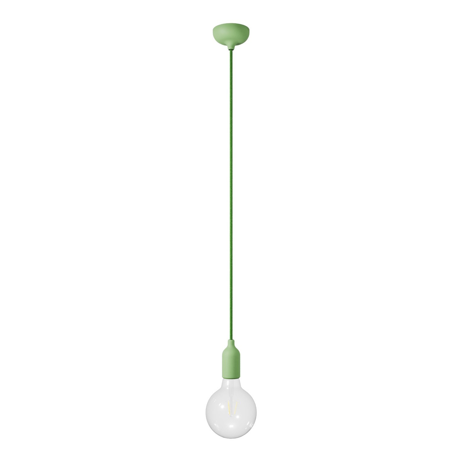Lampada a sospensione colorata in silicone con cavo tessile