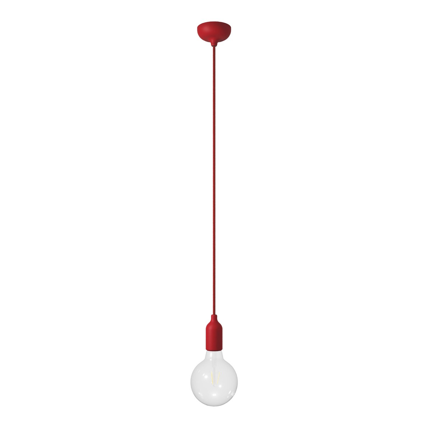 Lampada a sospensione colorata in silicone con cavo tessile