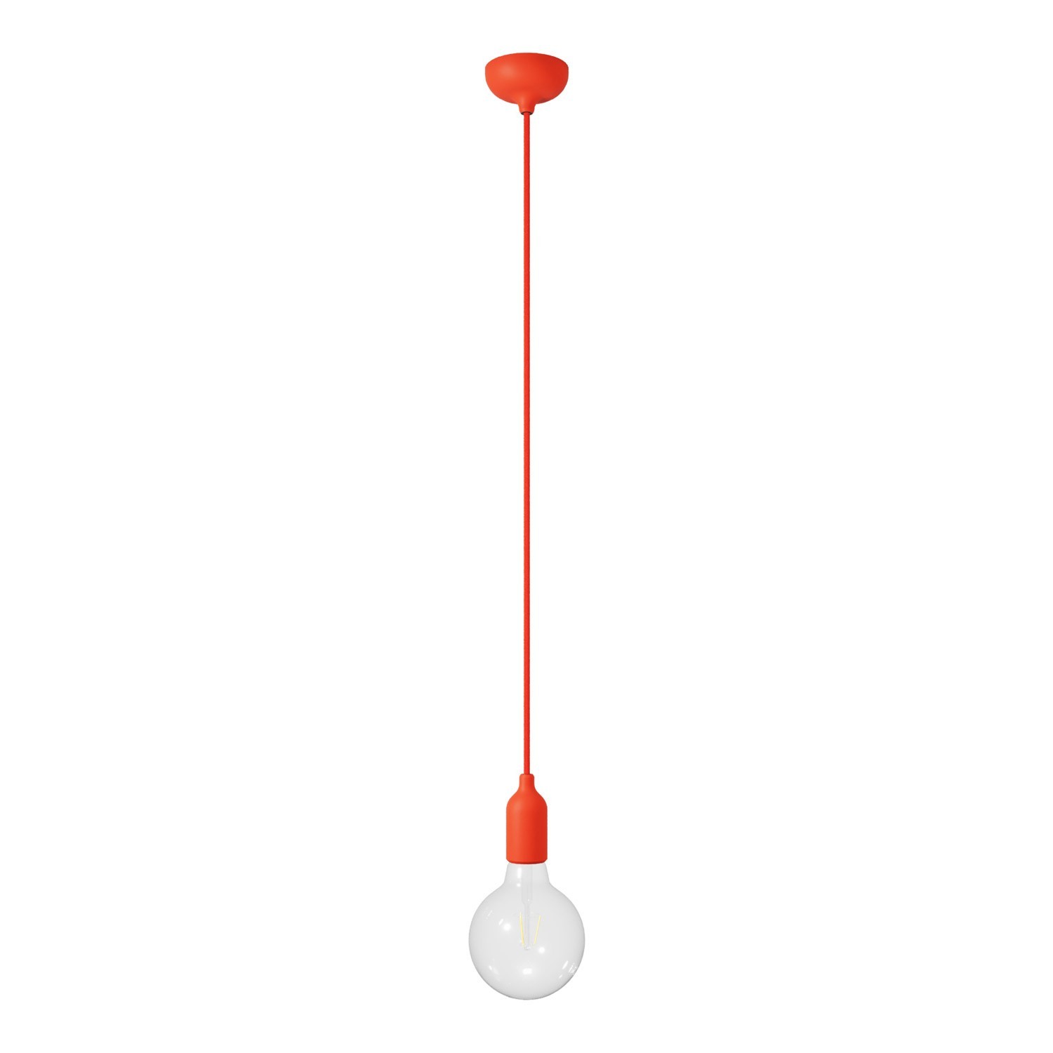 Lampada a sospensione colorata in silicone con cavo tessile