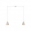 Lampe à suspension multiple à 2 bras avec abat-jours coniques en bois