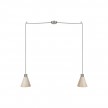 Lampe à suspension multiple à 2 bras avec abat-jours coniques en bois