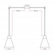 Lampe à suspension multiple à 2 bras avec abat-jours coniques en bois