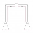 Lampe à suspension multiple à 2 bras avec abat-jours coniques en bois