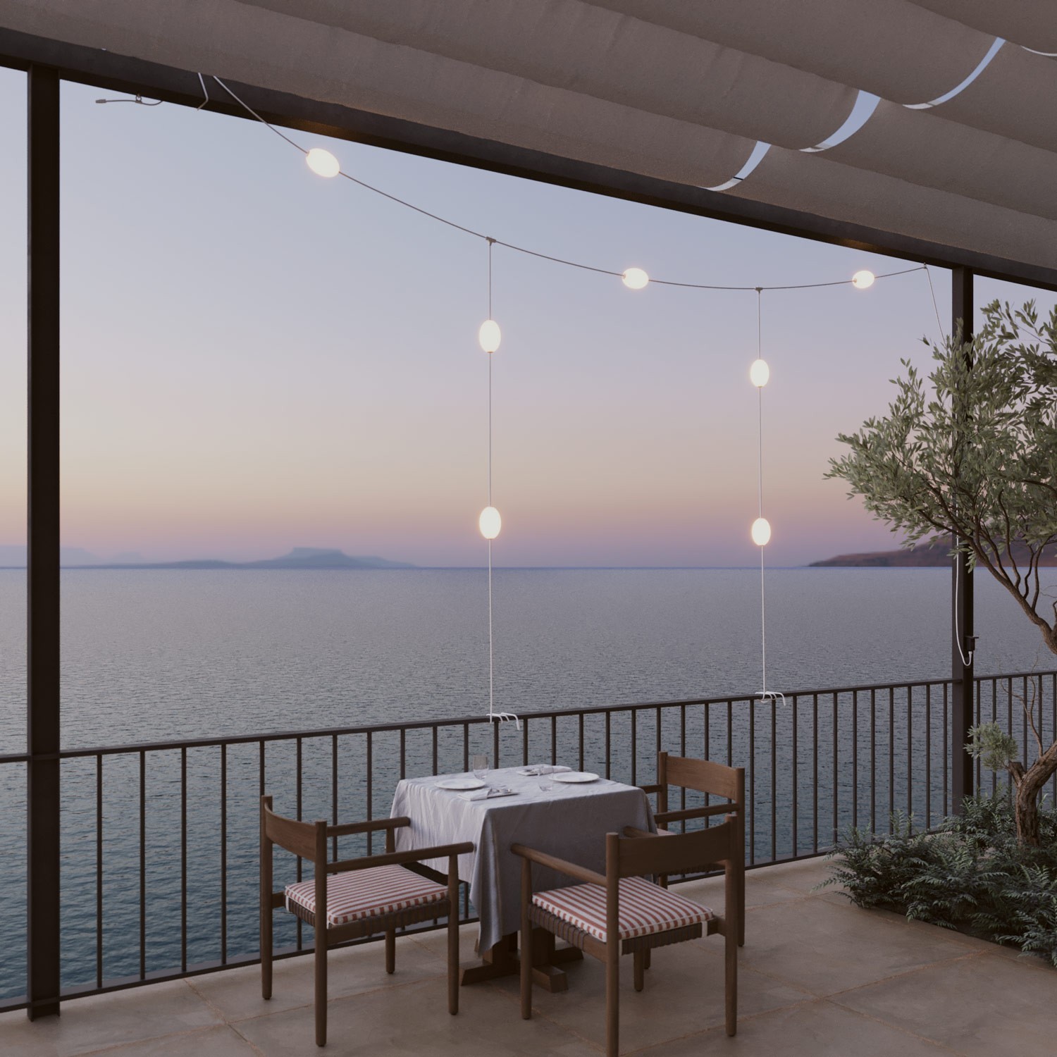 Guirlande d'extérieur quadrillée à 7 lumières IP67 - Marina GRID