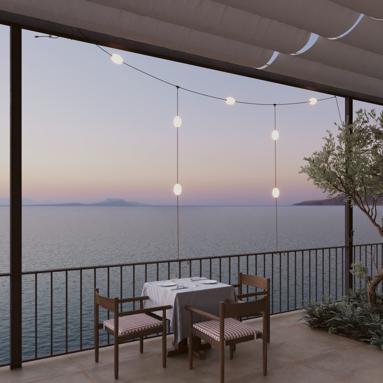 Guirlande d'extérieur quadrillée à 7 lumières IP67 - Marina GRID