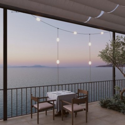 Guirlande d'extérieur quadrillée à 7 lumières IP67 - Marina GRID