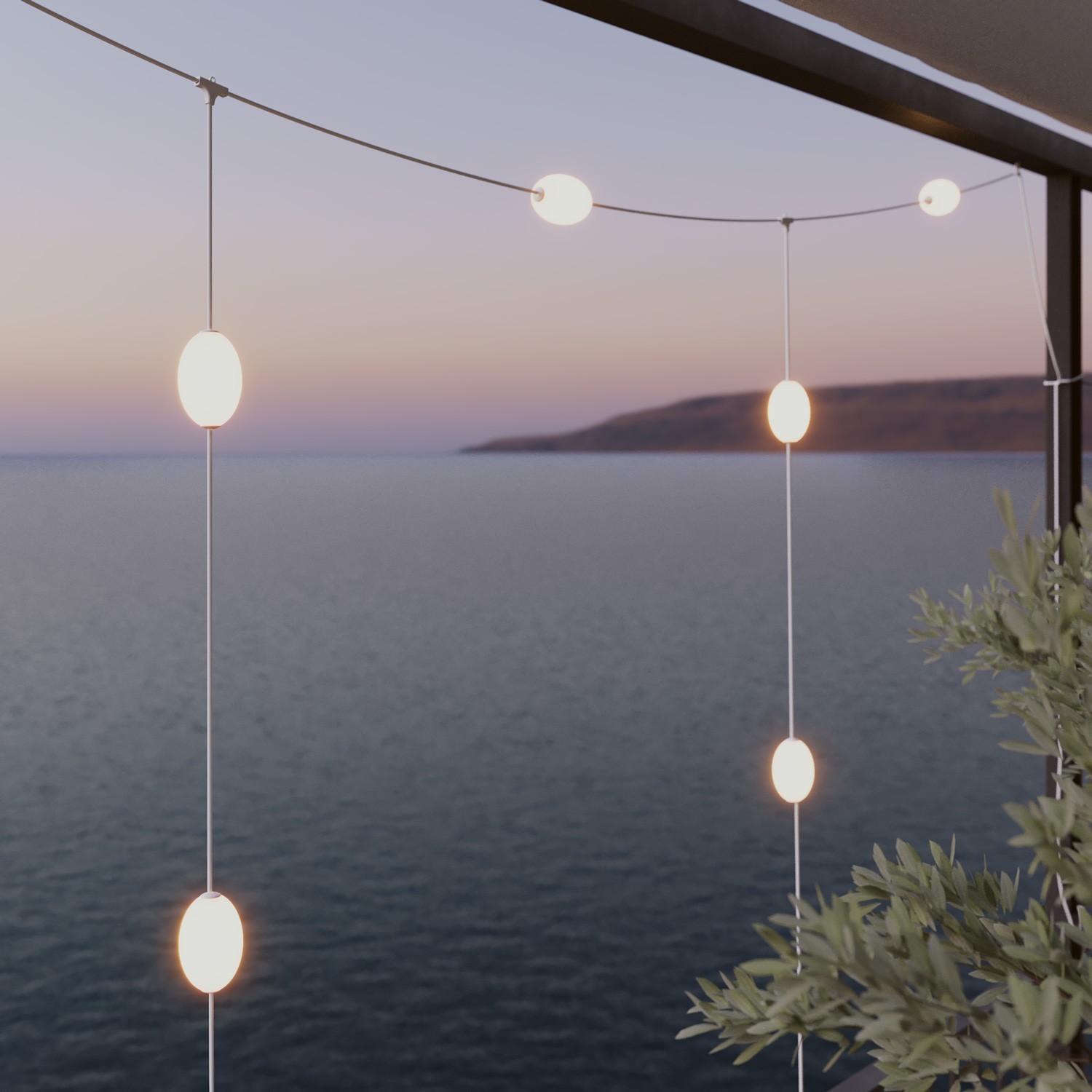 Guirlande d'extérieur quadrillée à 7 lumières IP67 - Marina GRID