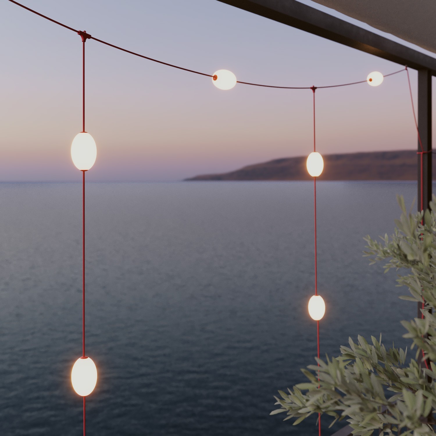 Guirlande d'extérieur quadrillée à 7 lumières IP67 - Marina GRID