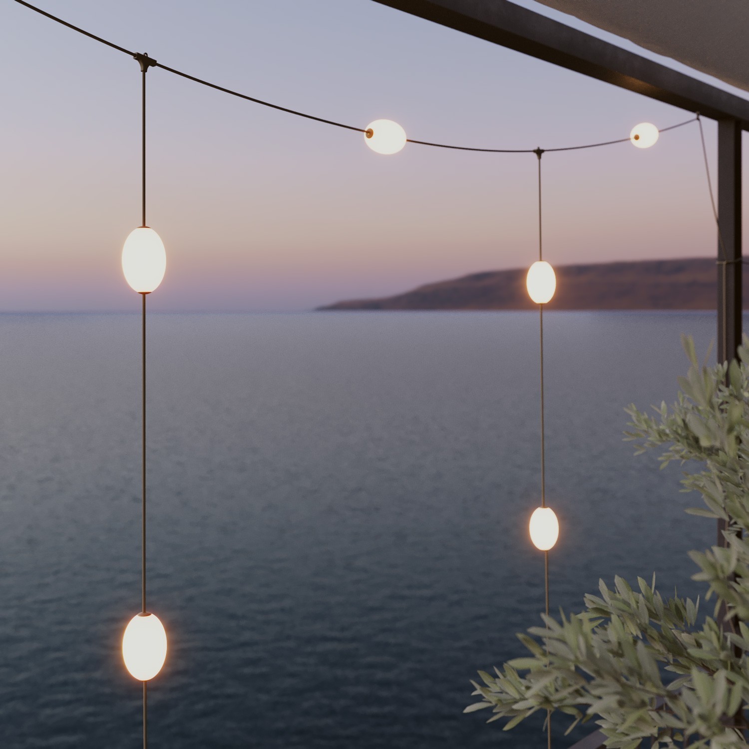 Guirlande d'extérieur quadrillée à 7 lumières IP67 - Marina GRID