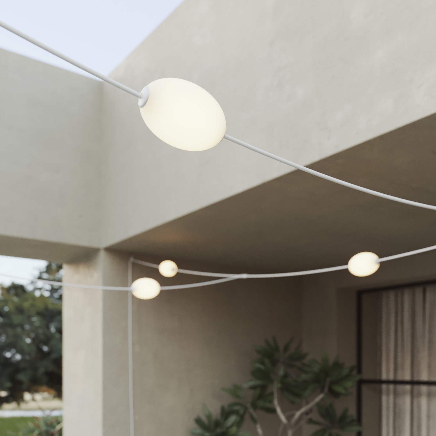 Guirlande d'extérieur quadrillée à 7 lumières IP67 - Marina GRID
