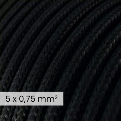 Câble électrique DALI en textile 5x0.75 mm² en Noir de Carbone - Câble d'éclairage rond flexible RM04