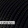 Câble électrique DALI en textile 5x0.75 mm² en Noir de Carbone - Câble d'éclairage rond flexible RM04