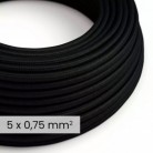 Câble électrique DALI en textile 5x0.75 mm² en Noir de Carbone - Câble d'éclairage rond flexible RM04