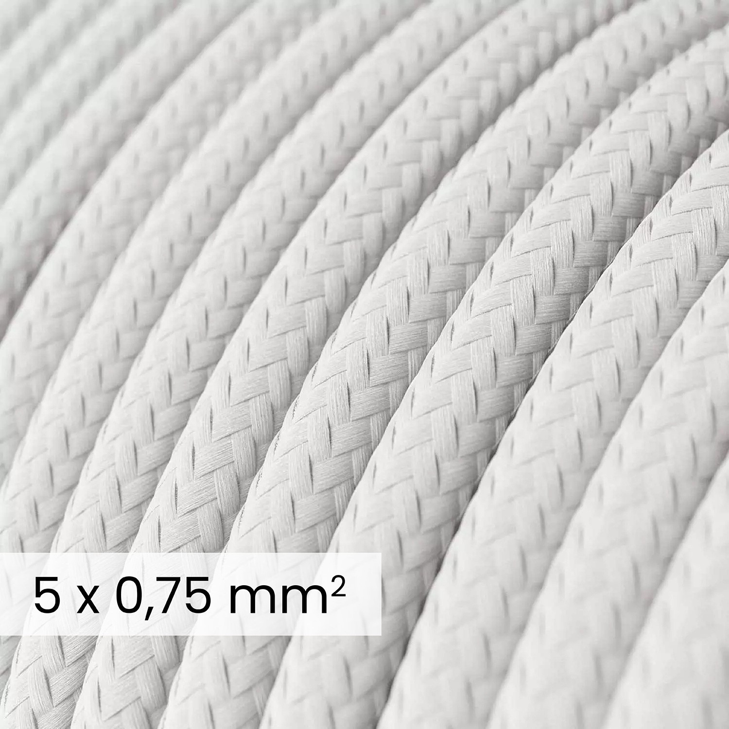 Câble électrique DALI en textile 5x0.75 mm² en Blanc Optique - Câble recouvert de tissu pour lampes et systèmes RM01