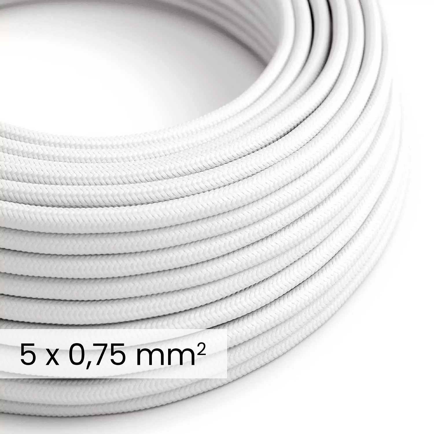 Câble électrique DALI en textile 5x0.75 mm² en Blanc Optique - Câble recouvert de tissu pour lampes et systèmes RM01