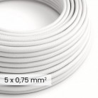 Câble électrique DALI en textile 5x0.75 mm² en Blanc Optique - Câble recouvert de tissu pour lampes et systèmes RM01