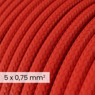 Câble électrique DALI en textile 5x0,75 mm² en Rouge Feu - Câble flexible pour l'éclairage et la domotique RM09