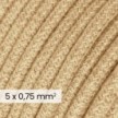 Câble électrique DALI en textile 5x0,75 mm² en Jute Naturel - Câble en tissu naturel pour l'éclairage design RN06