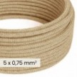Cavo elettrico tessile DALI 5x0.75 mm² neutro in juta - Filo in tessuto naturale per luci di design RN06