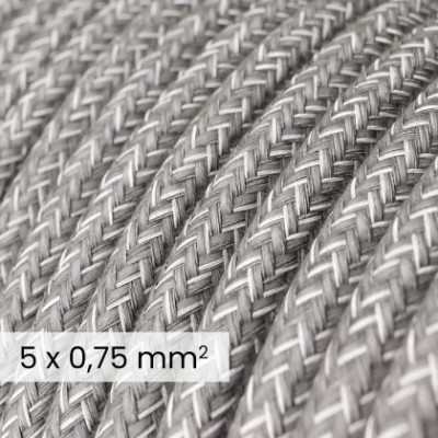 Cavo elettrico tessile DALI 5x0.75 mm² lino grigio melange - Cavo decorativo per impianti luce RN02