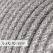 Cavo elettrico tessile DALI 5x0.75 mm² lino grigio melange - Cavo decorativo per impianti luce RN02