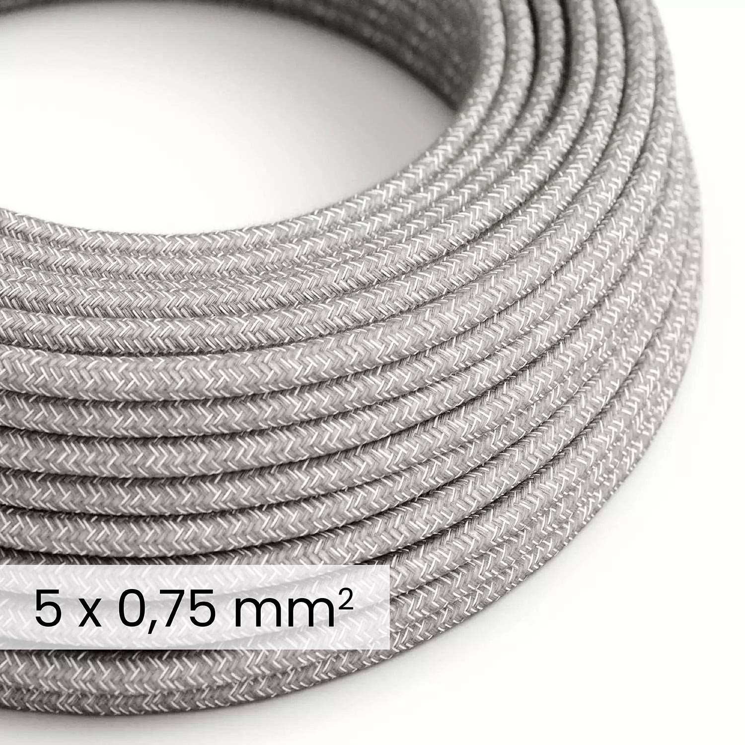 Cavo elettrico tessile DALI 5x0.75 mm² lino grigio melange - Cavo decorativo per impianti luce RN02