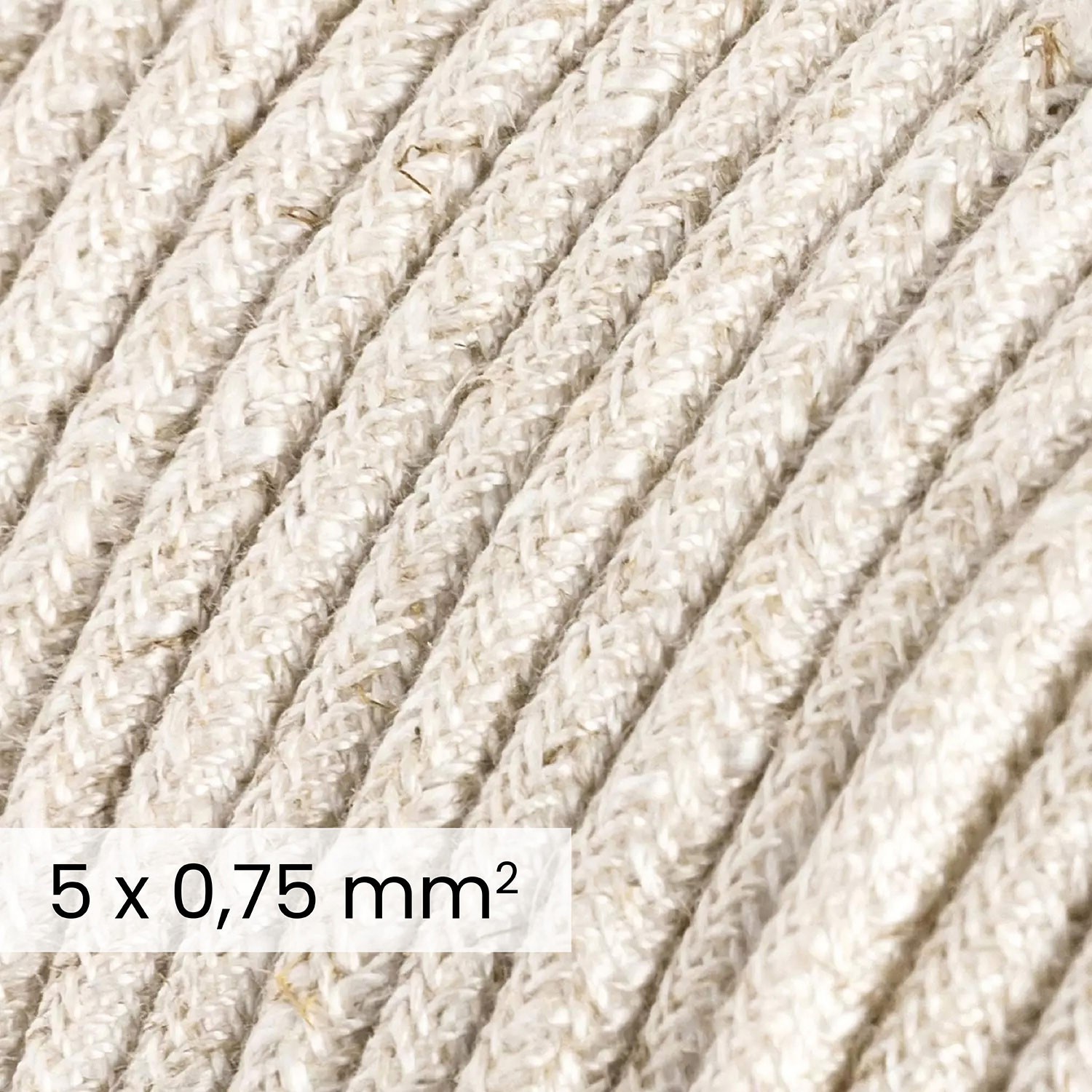 Cavo elettrico tessile DALI 5x0.75 mm² lino naturale bianco - Filo per illuminazione di design RN01