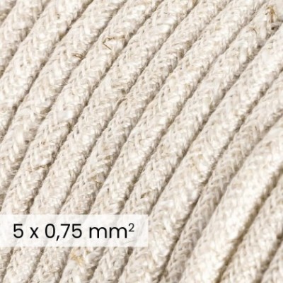 Câble électrique DALI en textile 5x0.75 mm² en Lin Blanc Naturel - Câble pour éclairage design RN01