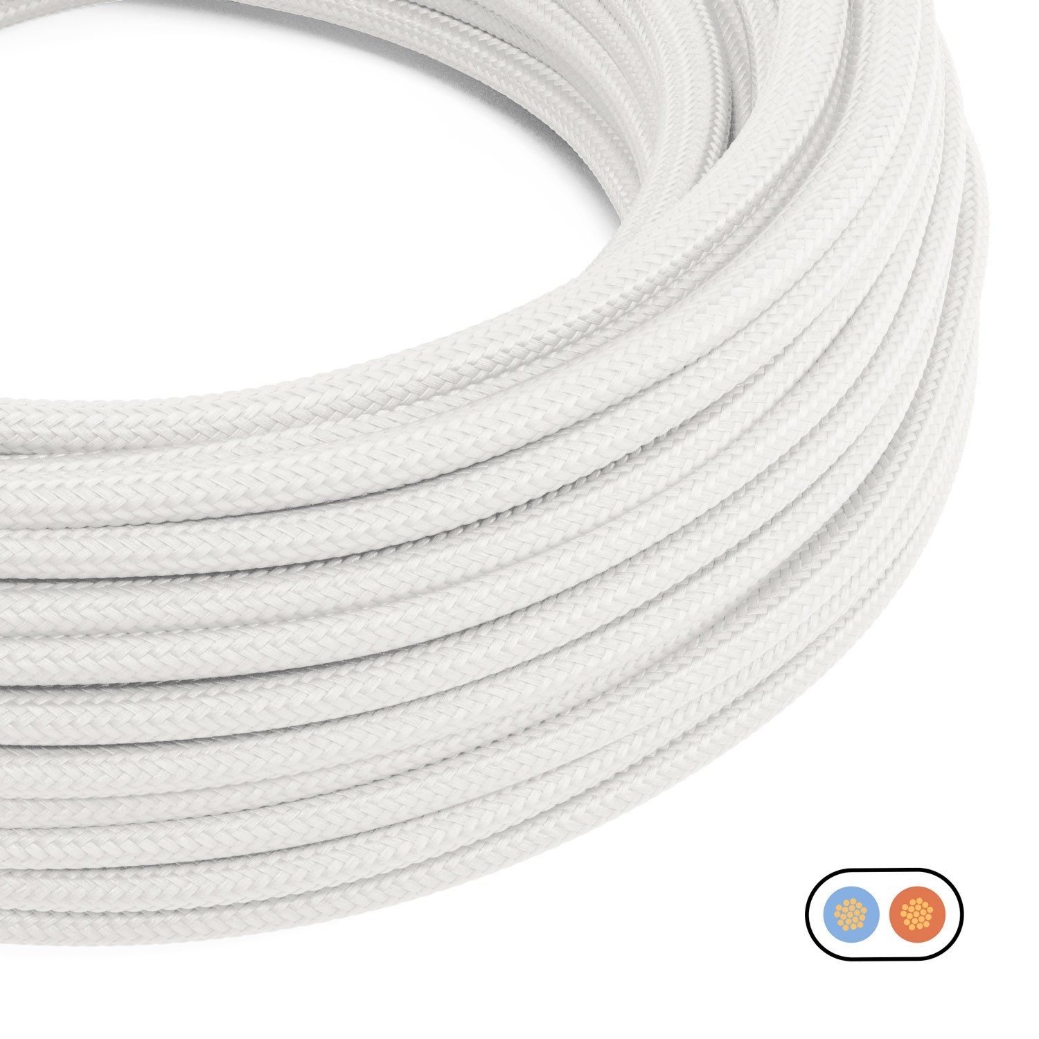 Câble d'éclairage plat en textile Blanc Optique Brillant - PM01