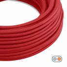 Flaches, mit Stoff überzogenes Beleuchtungskabel Feuerrot glänzend - PM09