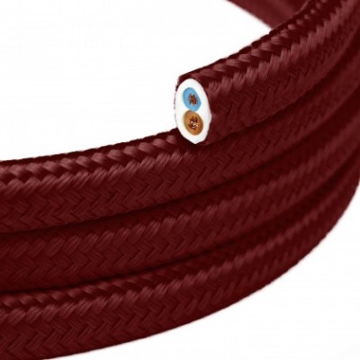 Flaches Textilkabel Bordeaux glänzend - PM19