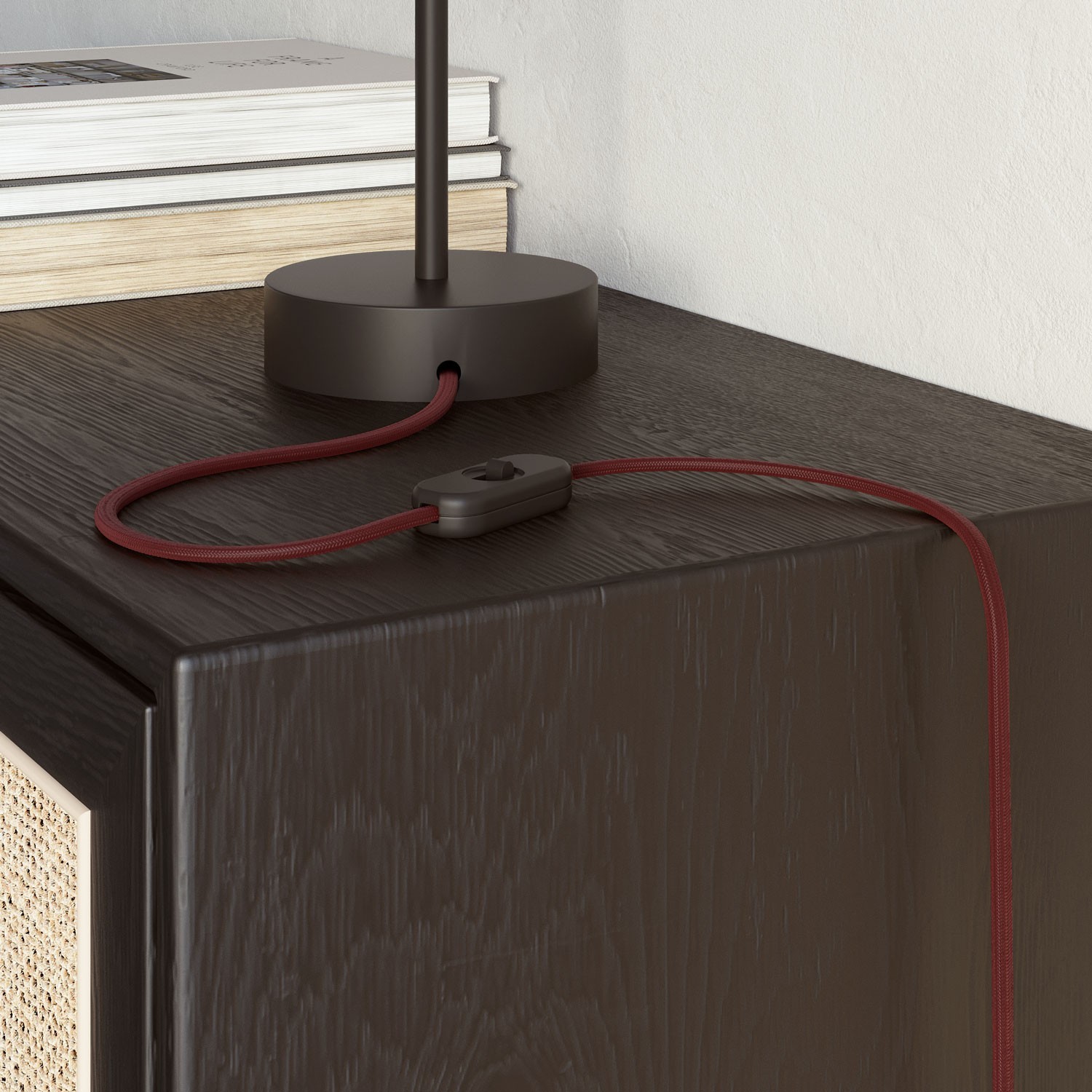 Câble plat textile Bordeaux Brillant - PM19