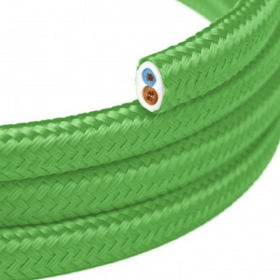 Flacher, mit glänzendem Stoff überzogener Elektrodraht Limettengrün - PM18