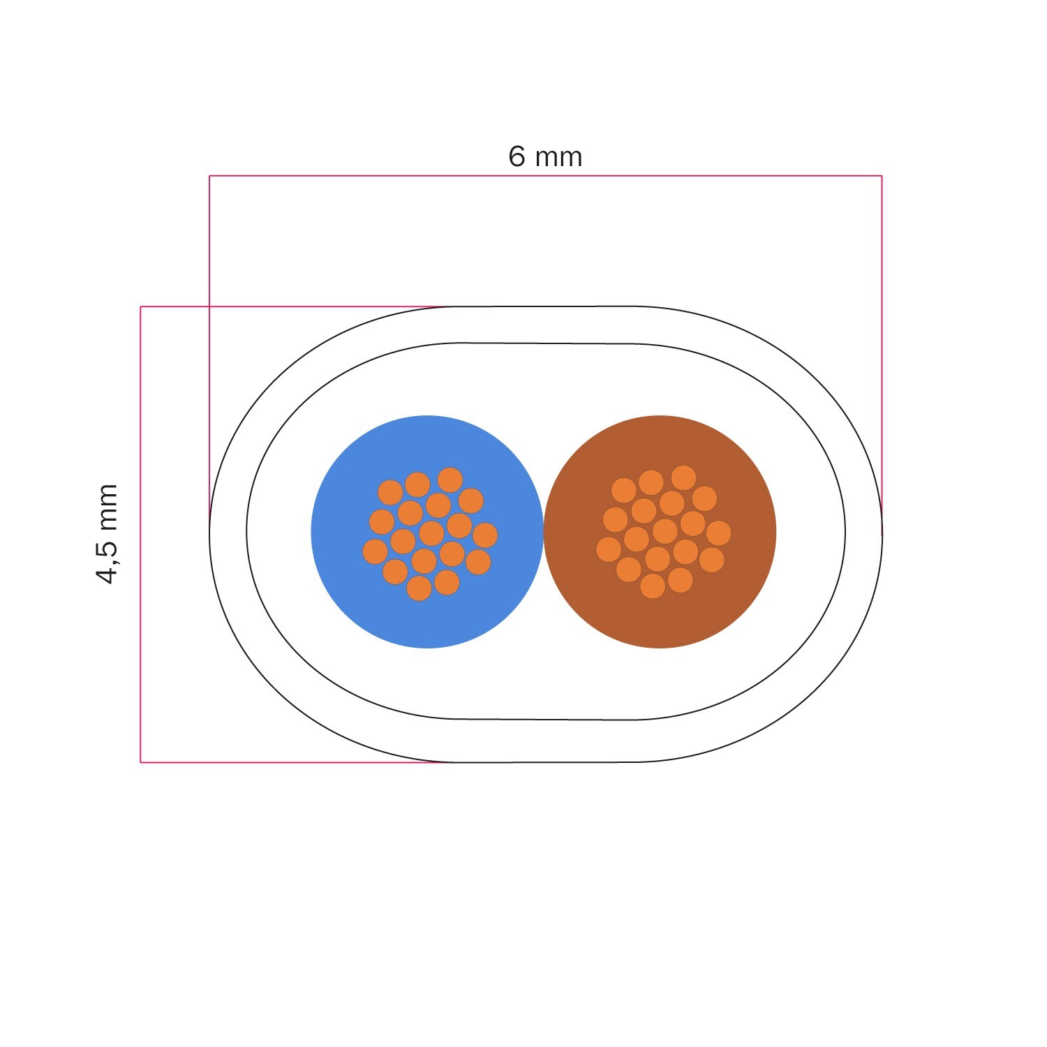 Fil d'éclairage en textile plat Flame Orange - PM15