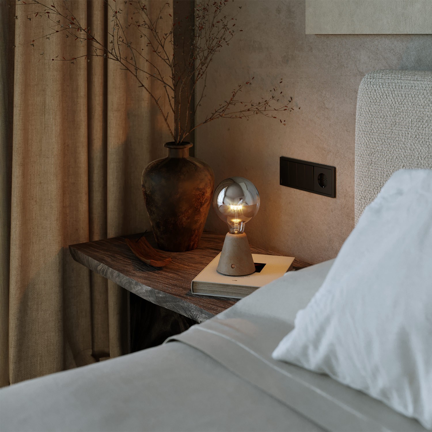 Lampe portative LED rechargeable Cabless01 avec ampoule globo demi-sphère argent