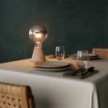 Lampada portatile ricaricabile Cabless01 con lampadina globo mezza sfera argento