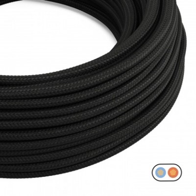 Câble plat textile Noir Charbon Brillant - PM04