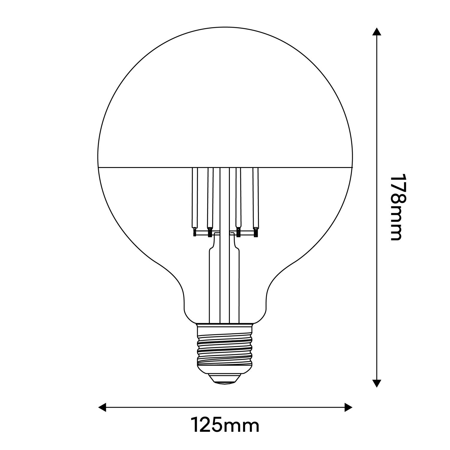 Ampoule LED Demi Sphère Argent Globe G125 7W 650Lm E27 2700K Dimmable - A05