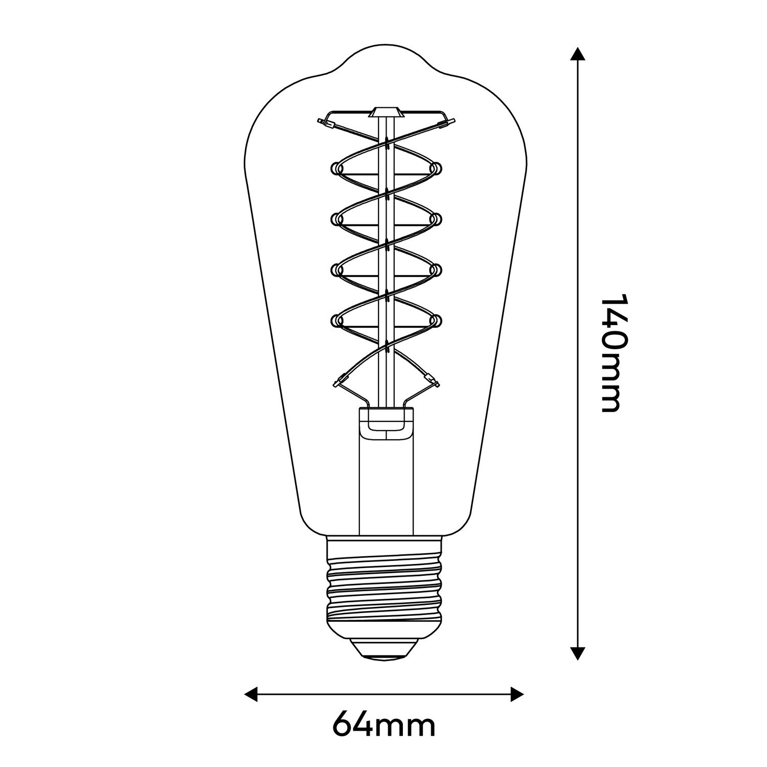 Ampoule LED Filament Blanc Edison ST64 5,9W 500Lm E27 2700K Dimmable - W02