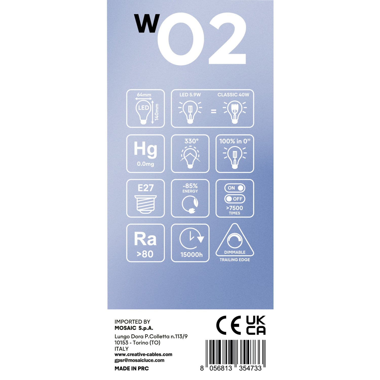 LED-Glühbirne Weiß Edison ST64 5,9W 500Lm E27 2700K Dimmbare - W02