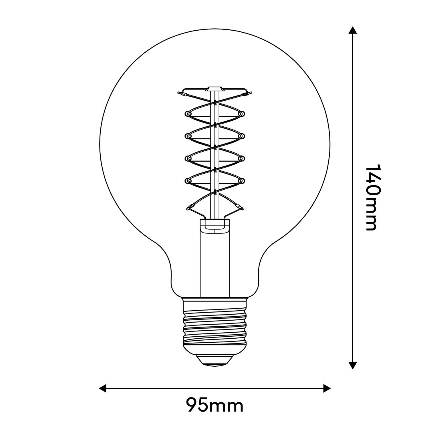 Ampoule LED Filament Blanc Globe G95 5,9W 500Lm E27 2700K Dimmable - W03