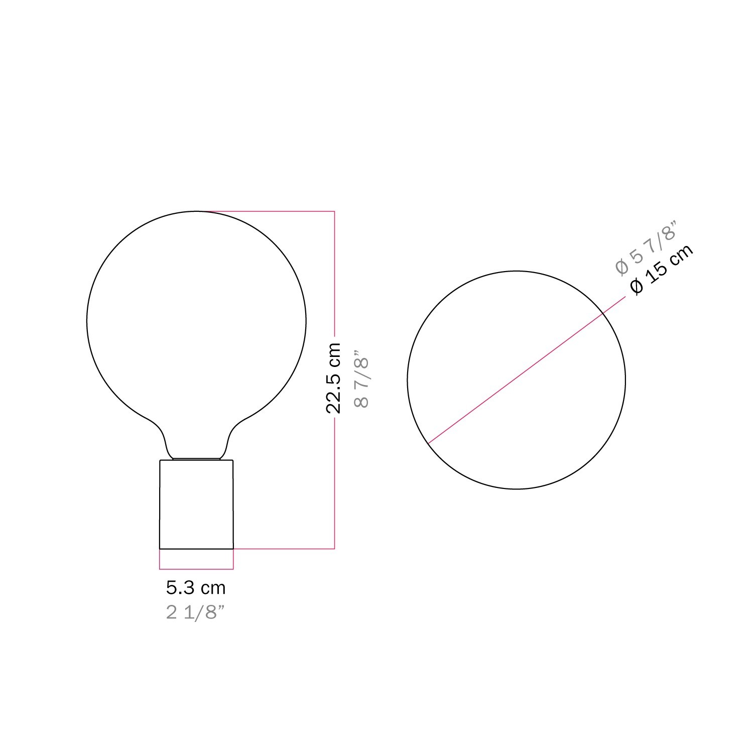 Applique in metallo con lampadina globo effetto porcellana