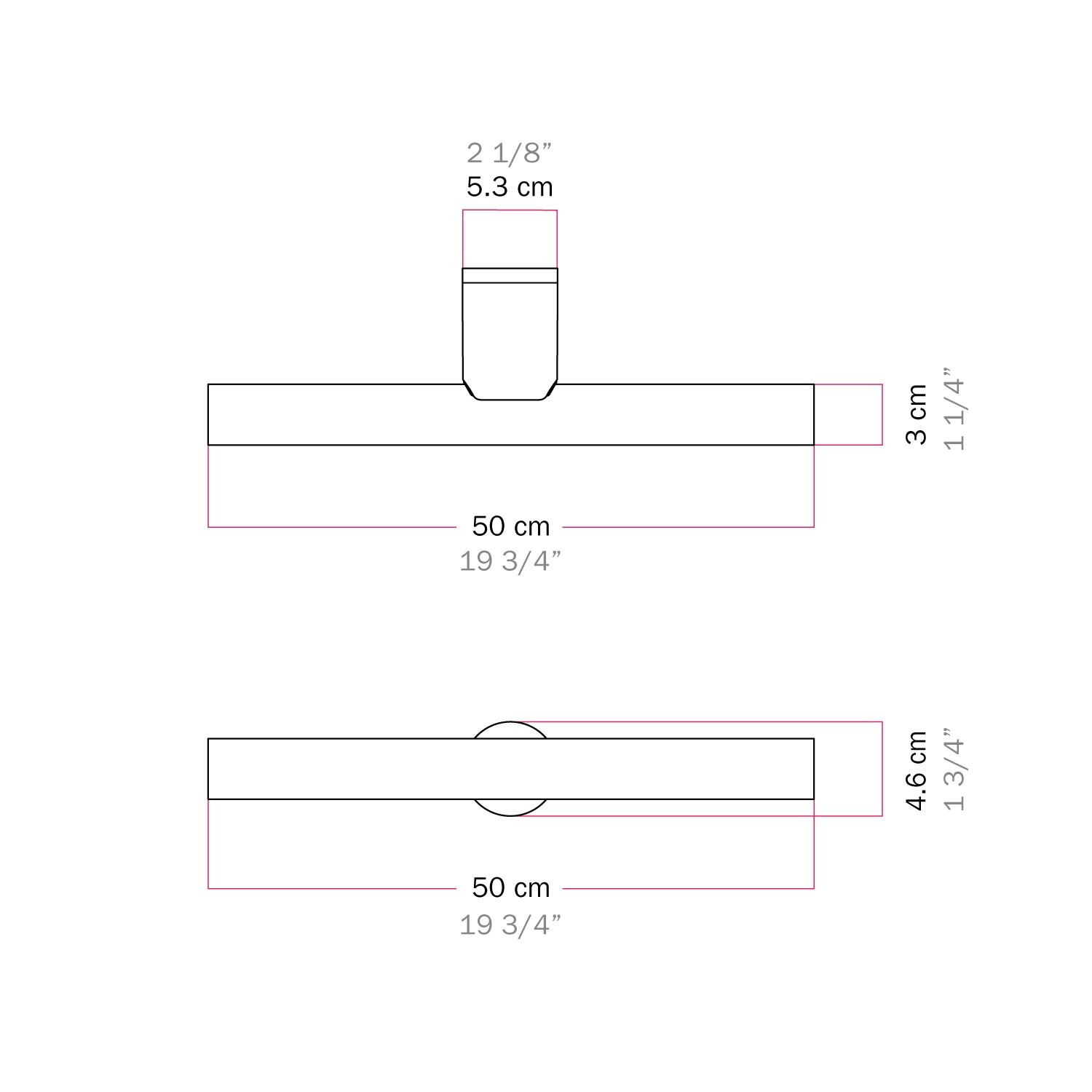 Lampe en métal pour mur ou plafond avec ampoule LED linéaire S14d