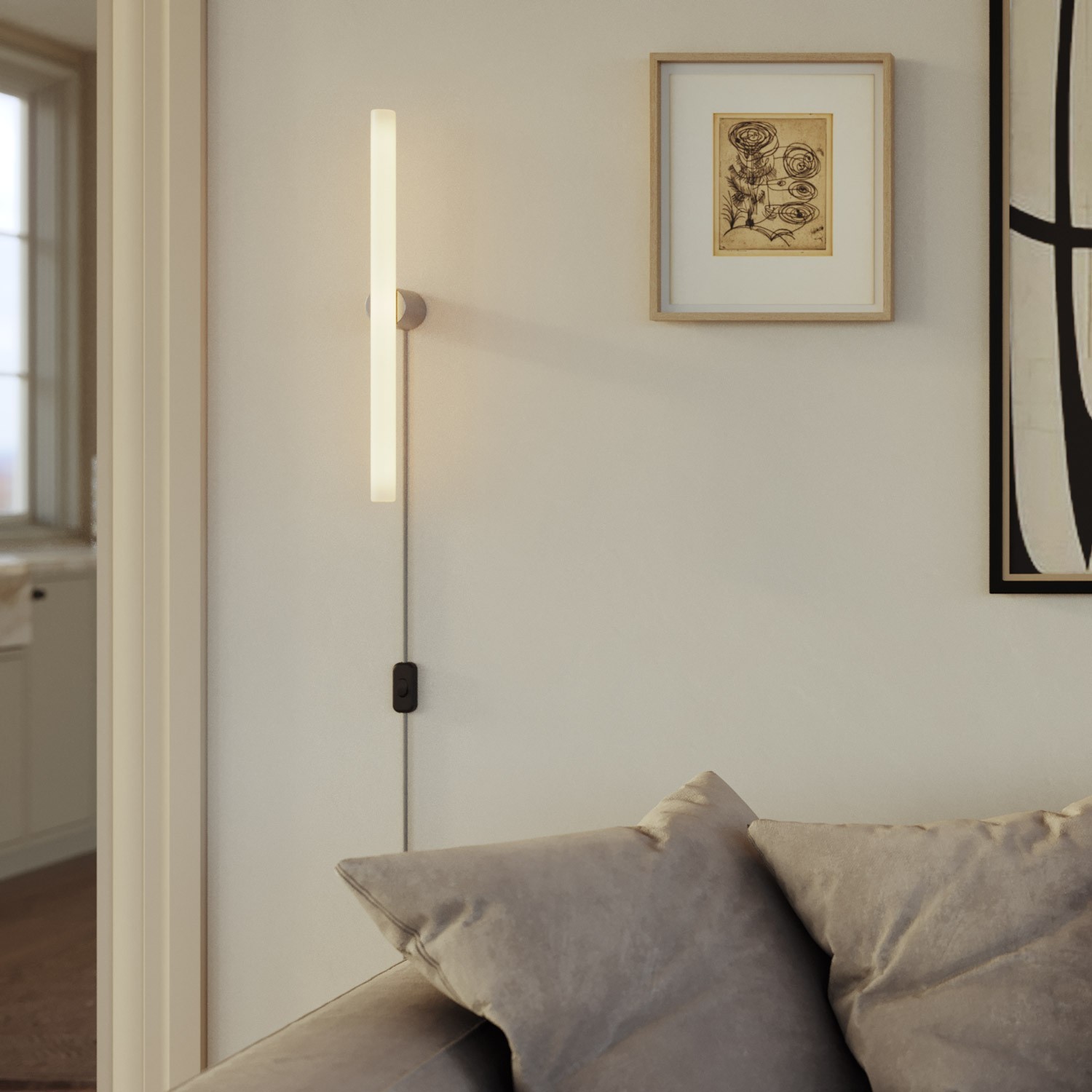 Lampe mit Stecker, Metallfinish und linearer LED S14d-Lampe