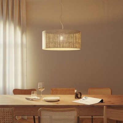 Pendelleuchte mit Stoffschirm Zylinder Large - Made in Italy